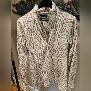 Marmot Women's Patterned Cream and Brown Fleece 1/4 Zip